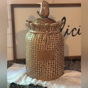 Mccoy Brown Decor Jar with Textural Accents circa 1972